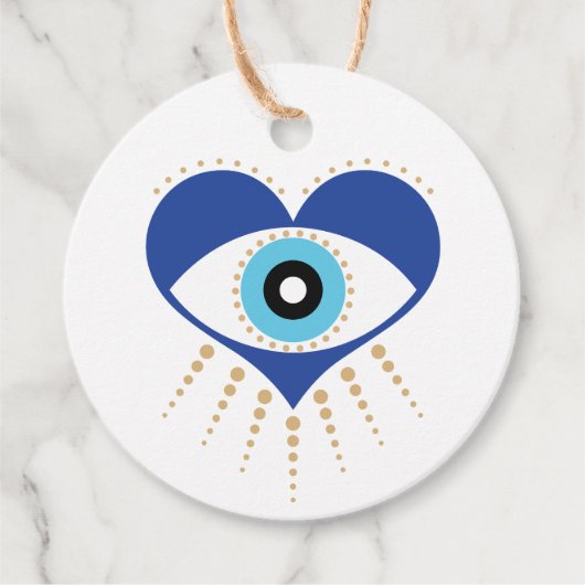 Hart Grieks Evil Eye Bedankjes Labels (Voorkant)