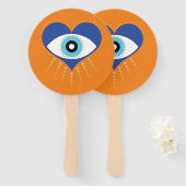 Hart Grieks Evil Eye Handwaaier (Voorkant en achterkant)