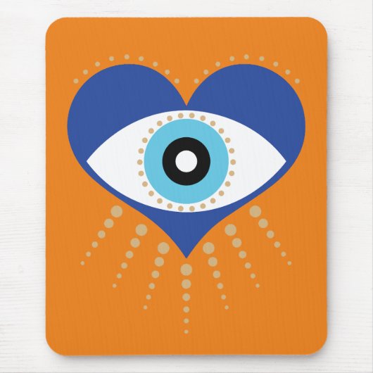 Hart Grieks Evil Eye Muismat (Voorkant)