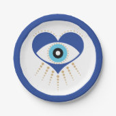 Hart Grieks Evil Eye Papieren Bordje (Voorkant)