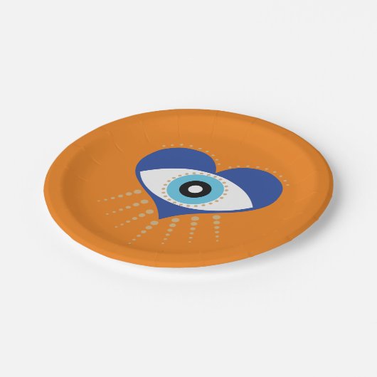 Hart Grieks Evil Eye Papieren Bordje (Gekanteld)