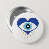 Hart Grieks Evil Eye Ronde Button 7,6 Cm (Voorkant /achterkant)