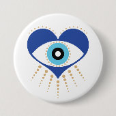 Hart Grieks Evil Eye Ronde Button 7,6 Cm (Voorkant)
