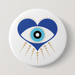 Hart Grieks Evil Eye Ronde Button 7,6 Cm