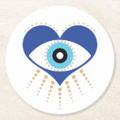 Hart Grieks Evil Eye Ronde Kartonnen Onderzetter (Voorkant)