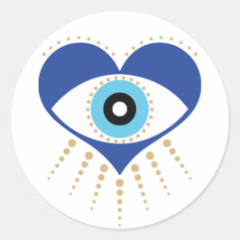 Hart Grieks Evil Eye Ronde Sticker