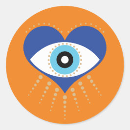 Hart Grieks Evil Eye Ronde Sticker