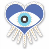 Hart Grieks Evil Eye Sticker (Voorkant)