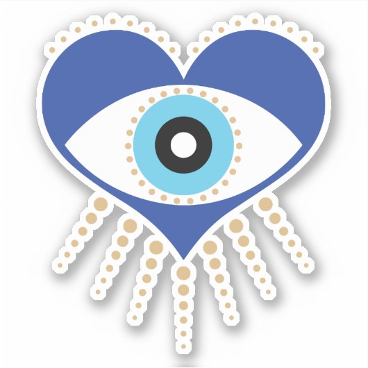 Hart Grieks Evil Eye Sticker (Voorkant)