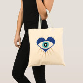 Hart Grieks Evil Eye Tote Bag (Voorkant (product))