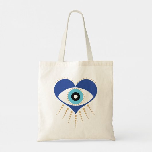 Hart Grieks Evil Eye Tote Bag (Achterkant)