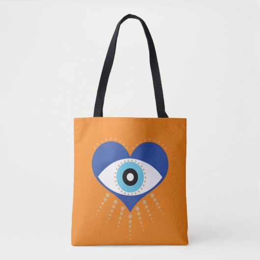 Hart Grieks Evil Eye Tote Bag (Voorkant)