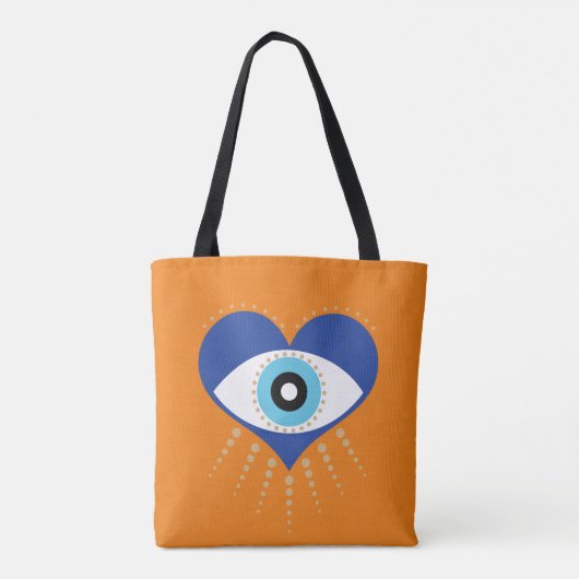 Hart Grieks Evil Eye Tote Bag (Achterkant)