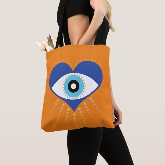 Hart Grieks Evil Eye Tote Bag (Dichtbij)