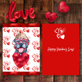 Hart Grijze Pitbull Hond Liefhebber Valentijns Cad Feestdagenkaart