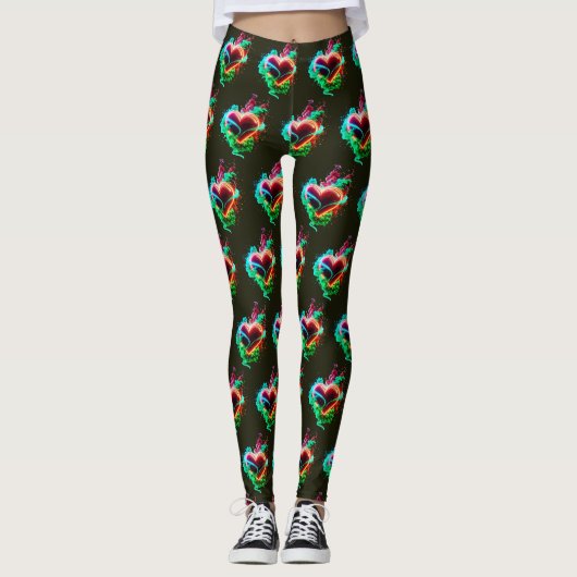 Hart Groen Van Jaloezie Op Aangepaste Moderne Leggings (Voorkant)