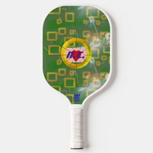 Hart Groene Vierkantjes Geometrische Pickleball Pa Paddle (Voorkant)