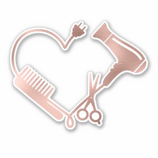 Hart Haar Stylist Schaar Salon Kapper Sticker (Voorkant)