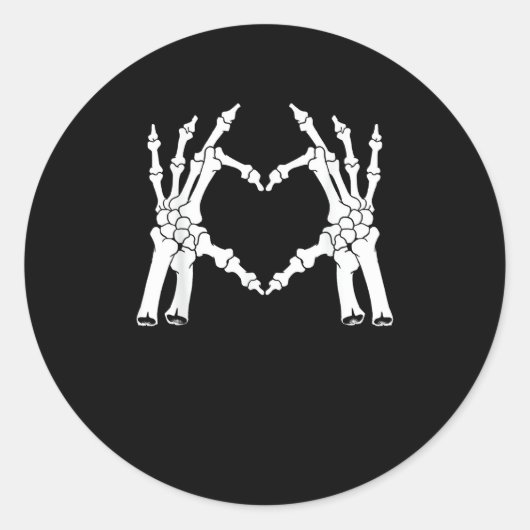 Hart - Halloween Skeleton Hand Ronde Sticker (Voorkant)