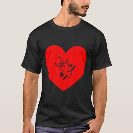 Hart Hand Gebarentaal Gehoorverlies Bewustzijn T-shirt (Voorkant)