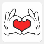 Hart Hand Vierkante Sticker (Voorkant)