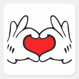 Hart Hand Vierkante Sticker