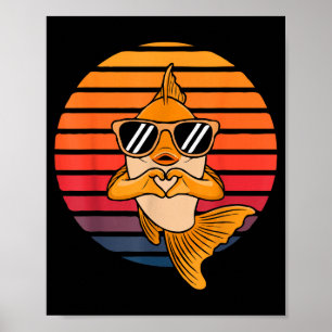Hart Handen Grappige Retro Goudvis Liefhebber Zing Poster