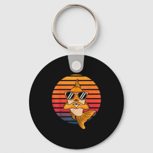 Hart Handen Grappige Retro Goudvis Liefhebber Zing Sleutelhanger