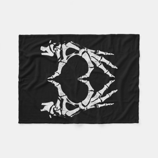 Hart Handen - Halloween - Skelet Handen Hart Zing Fleece Deken (Voorkant (Horizontaal))