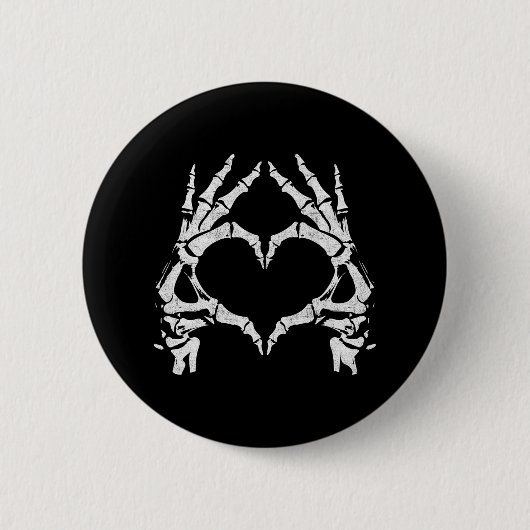 Hart Handen - Halloween - Skelet Handen Hart Zing Ronde Button 5,7 Cm (Voorkant)