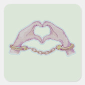 Hart handen Handboeien Vierkante Sticker (Voorkant)