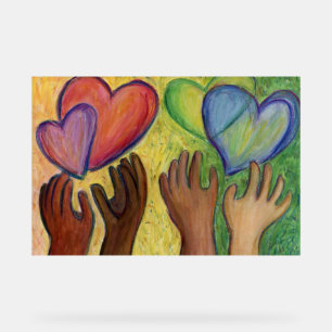 Hart & Handen Liefde Schilderen DEI Kunst Print Te Acryl Bord