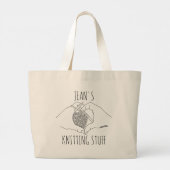 Hart Handen Lijn Tekening Vrouwelijk Breien Grote Tote Bag (Achterkant)