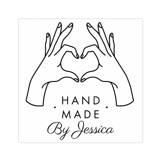 Hart Handen Met Liefde Gemaakt Stempel (Afrduk)