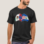 Hart handen Mexico, El Salvador en de Verenigde St T-shirt (Voorkant)