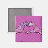 Hart Handen op Roze Kant Achtergrond Magneet (Voorkant / Achterkant)