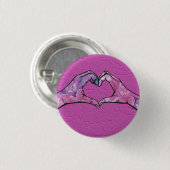 Hart Handen op Roze Kant Achtergrond Ronde Button 3,2 Cm (Voorkant /achterkant)