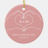 Hart Handen Paar Verloving Pas getrouwd Keramisch Ornament (Voorkant)