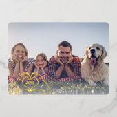 Hart Handen Retro Bomen Custom Een Foto Goud Folie Feestdagenkaart (Voorkant)