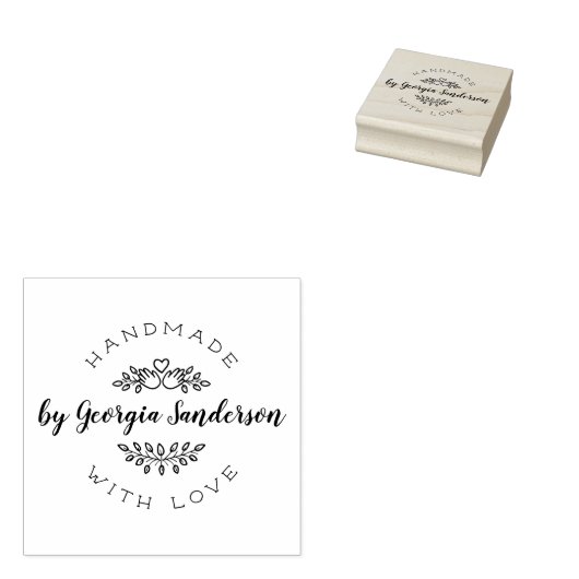 Hart Handen | Rustieke schets Handgemaakt Met Lief Rubberstempel (Gestempeld)