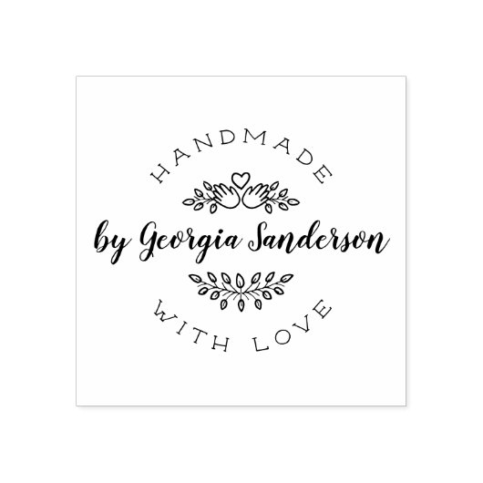 Hart Handen | Rustieke schets Handgemaakt Met Lief Rubberstempel (Afrduk)