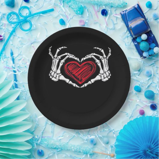 Hart Handen Skelet Papieren Bordje (Feest)