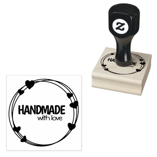 Hart Handgemaakt met liefde Rubberstempel (Gestempeld)