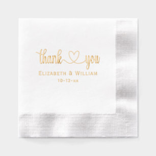 Hart handschrift bruiloft typografie Dank u #3 Folie Servetten
