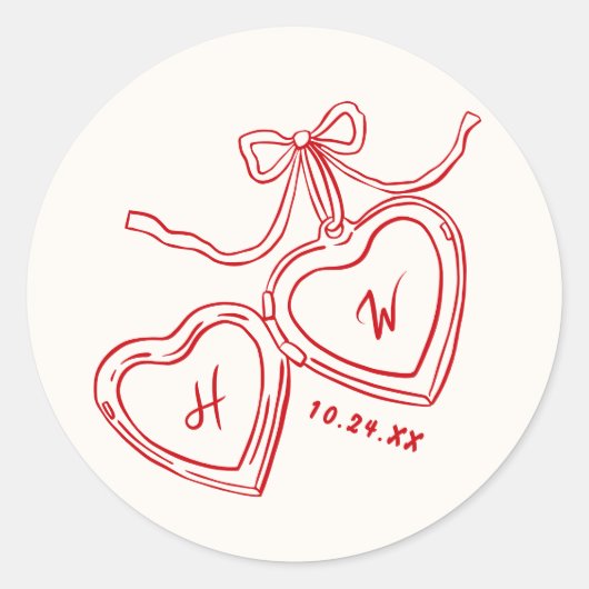 Hart hanger rode bruiloft verlovingsfeest gunsten ronde sticker (Voorkant)