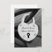 Hart hangslot foto met sleutelgat verticale bruilo informatiekaartje (Voorkant / Achterkant)