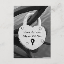 Hart hangslot foto met sleutelgat verticale bruilo informatiekaartje