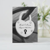 Hart hangslot foto met sleutelgat verticale bruilo informatiekaartje (Staand voorkant)