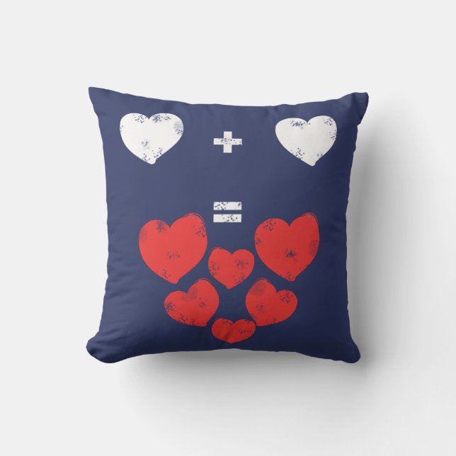 Hart + Hart = Liefde Funky Worp Kussen Cushion (Voorkant)