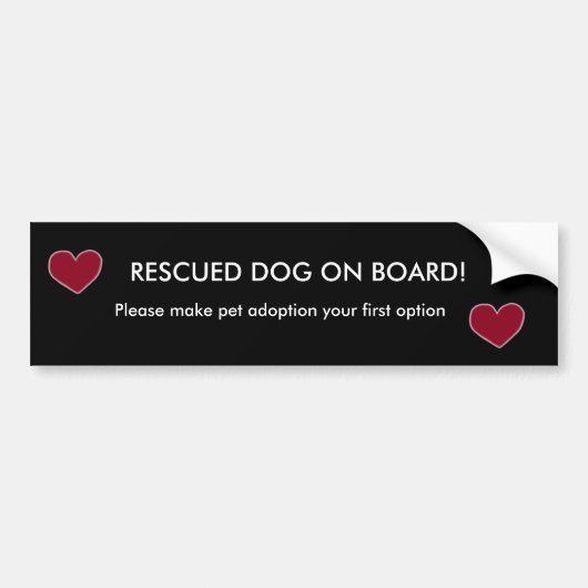 hart, hart, RESCUED DOG AAN BOORD, alsjeblieft... Bumpersticker (Voorkant)